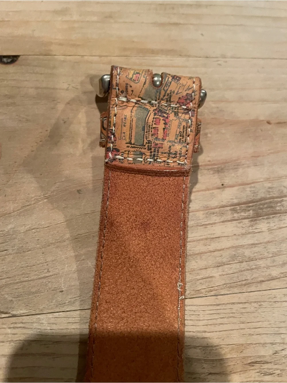 The Limited VTG Milano Map Stamp graphic leather Unique Travel belt M